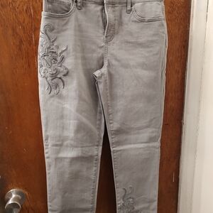 Gray Embroidered Women's Jeans By Chico's